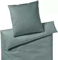 Herringbone Bettw&auml;sche 155 x 220 cm Emerald aus Mako-Satin mit Kissenbezug 80...