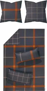 LOOKS by Wolfgang Joop Mako-Satin Wendebettwäsche 155x220 cm (40x80 cm) anthrazit-orange (468189)