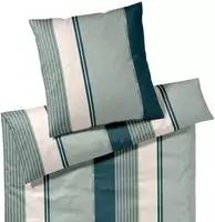 Herringbone Stripes Bettw&auml;sche 155 x 220 cm Emerald aus Mako-Satin mit...