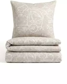 Biberna Melange-Flanell Kinder-Bettw&auml;sche 135x200 cm (80x80 cm) beige (523057)