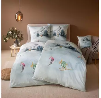 Estella Kuschelflanell Bettwäsche Mountaina 155x220 cm (80x80 cm) grau (531912)