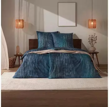 Estella Mako-Interlock-Jersey Bettwäsche Arno 135x200 cm (80x80 cm) blau (534218)