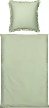 Erwin Müller Mako-Satin Bettwäsche Landshut mit Volant 155x220 cm (80x80 cm) jade