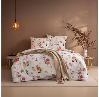 Estella Kuschelflanell Bettw&auml;sche Autumnly 135x200 cm (80x80 cm) terra-beere (531905)
