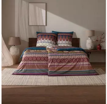 Estella Mako-Interlock-Jersey Bettw&auml;sche Martina 135x200 cm (80x80 cm) blau-beere (534222)