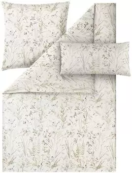 Estella Mako-Satin Bettw&auml;sche Wiebke + Gratis-Kissenbezug 40x80 cm 135x200 cm (40x80 cm + 80x80 cm) gr&uuml;n (534179)
