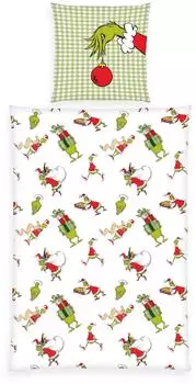 Herding Renforc&eacute; Kinder-Wendebettw&auml;sche Grinch 135x200 cm (80x80 cm) gr&uuml;n (532452)