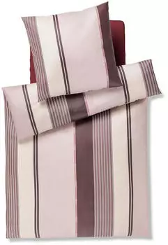 Joop! Mako-Satin Bettwäsche Herringbone Stripes 135x200 cm (80x80 cm) rose (532088)
