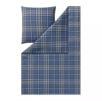 Estella Kuschelflanell Bettw&auml;sche Quirin 135x200 cm (80x80 cm) blau (531907)