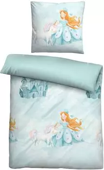 Biberna Feinbiber Kinder-Bettwäsche 135x200 cm (80x80 cm) hellblau (523095)