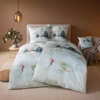 Estella Kuschelflanell Bettwäsche Mountaina 135x200 cm (80x80 cm) grau (531911)