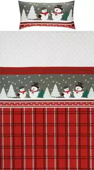 REDBEST Biber Bettwäsche 155x200 cm (40x80 cm) rot-braun (505332)