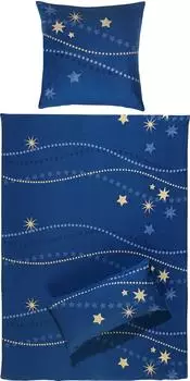 REDBEST Flanell Bettwäsche 155x220 cm (40x80 cm) blau (468665)