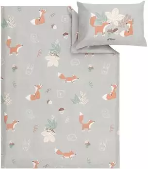 s.Oliver Mako-Satin Kinder-Bettwäsche 100x135 cm (40x60 cm) taupe (532556)