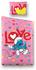 Die Schlümpfe Bettwäsche Love rosa (135x200+80x80cm)