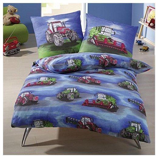 Testroet Traktor und Mähdrescher 80x80+135x200cm