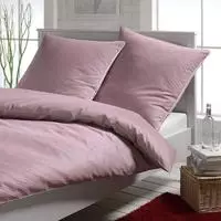 elegante Mako-Satin Bettw&auml;sche Hamburger Streifen 135x200 cm + 80x80 cm | bordeaux -