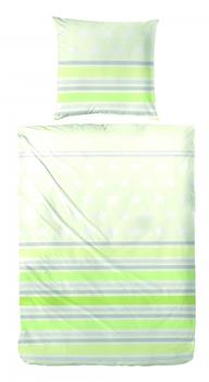 H. G. Hahn Renforce Bettwäsche Streifen Sterne Größe 155x220+80x80 cm Farbe Mint Apfel