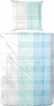 H. G. Hahn Renforce Bettwäsche Karo light Größe 135x200+80x80 cm Farbe Cyan