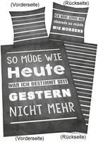 Herding Young Collection Jugendbettw&auml;sche "M&uuml;de" 2 Stk. mit Spruch