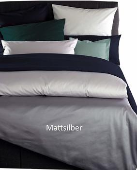 BAUER Uni-Mako-Satin Bettwäsche, 240X220 + 2x80x80 cm Sonderanf., Fb. 3616 mattsilber