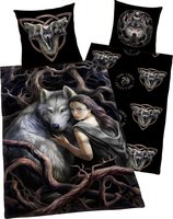 Anne Stokes Kinderbettw&auml;sche "Anne Stokes" 2 Stk. mit Wolf und Frau