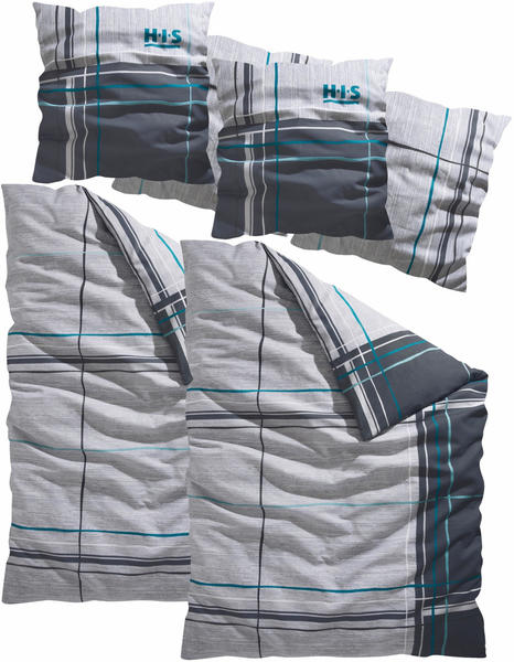 H.I.S Jeans Piet Biber 2x80x80+2x135x200cm grau