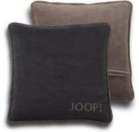 JOOP! Kissenh&uuml;lle - UDF Doubleface, 50x50 cm, Logo Braun / 50x50