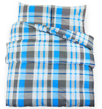vidaXL Bed Sheet Set 200x200+60x70cm Blue/Grey