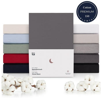 Blumtal Premium Spannbettlaken (1 St) SpannbetttuchRundumgummizug Anthrazit 140 cm x 200 cm