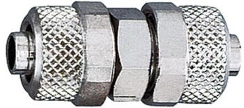 Riegler Gerade Verbinder für Schlauch 6/4 mm, SW 12, Messing vernickelt (11.300-6)