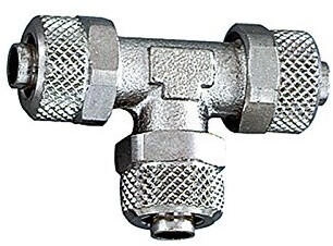 Riegler T-Verbinder für Schlauch 12/10 mm, SW 17, Messing vernickelt (14.800-12)