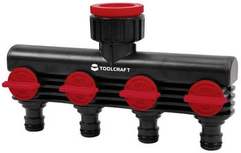 Toolcraft Kunststoff 4-Wege-Verteiler mit Wasserstop und Regulierventil (2302371)