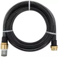 vidaXL Saugschlauch mit Messing-Anschl&uuml;ssen Schwarz 1,1" 4 m PVC