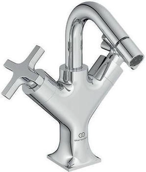 Ideal Standard Joy Neo Bidetarmatur mit Ablaufgarnitur, Kreuzgriffe, Ausladung 115mm, Chrom (BD157AA)