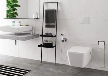 Hansgrohe Bidette Handbrause E 1jet EcoSmart mit Brausehalter und Brauseschlauch 125 cm für Warmwasser Chrom (29233000) – Flexibler Anschluss für verschiedene Badezimmer-Konfigurationen