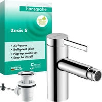 hansgrohe Zesis S Einhebel-Bidetmischer mit Zugstangen-Ablaufgarnitur, Badarmaturen,