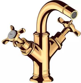 Hansgrohe AXOR Montreux 2-Griff-Bidetarmatur Zugstangen-Ablaufgarnitur Polished Gold Optic (16520990)