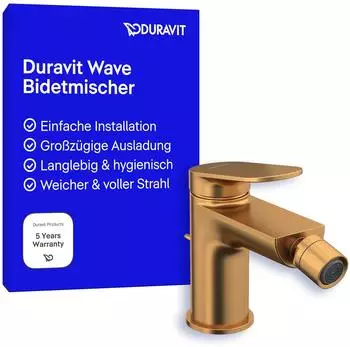 Duravit Wave A Einhebel-Bidetmischer 128mm mit Zugstange Bronze Geb&uuml;rstet (WA2400001004)