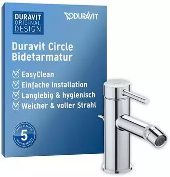 Duravit Circle Einhebel-Bidetmischer 128mm Ausladung, mit Ablaufgarnitur, Chrom (CE2400001010)