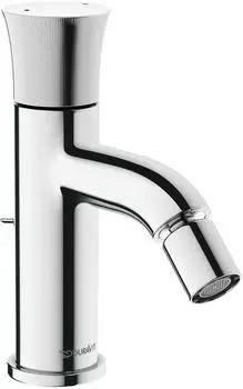Duravit White Tulip Bidetarmatur mit Zugstangen-Ablaufgarnitur, Ausladung 111mm, Chrom (WT2400001010)