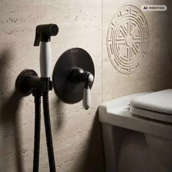 PaulGurkes Bidet-Unterputz Nostalgie schwarz WC-Dusche (PGSETBIDETR2-QP)