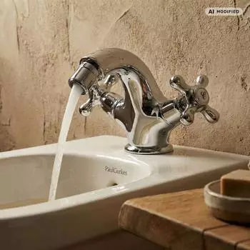 PaulGurkes Bidetarmatur Retro Nostalgie, Messing verchromt, drehbarer Wasserarm (PG49T4)