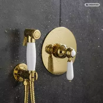 PaulGurkes Bidet-Set Unterputz Hygienedusche gold (PGSETBIDET-ZR)