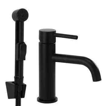 Rea Lungo Black Waschtischarmatur mit Bidet-Handbrause (REA-B2899)