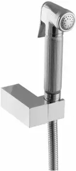 PaulGurkes Bidetarmatur Messing, runde Spraybrause, eckiger Halter (PGSETBIDET9)