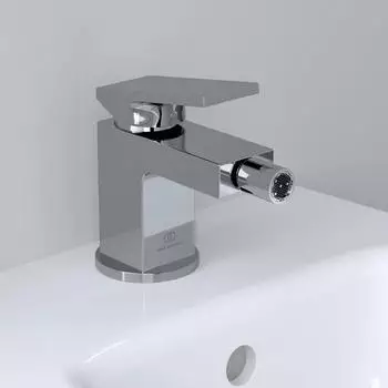 Ideal Standard Extra Bidetarmatur 113mm Ausladung, Chrom, mit Ablaufgarnitur (BD511AA)