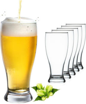 PLATINUX Biergläser Set 6 Teilig 500ml (max. 565ml) Bierseidel aus Glas Bierkrug Weizengläser hohes Bierglas 0,5L