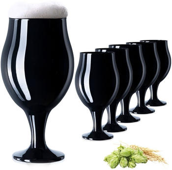 PLATINUX Schwarze Biertulpen Biergläser Set 6 Teilig 450ml (max. 550ml) Glas Bierschwenker Pilsgläser Altbierglas Tulpe
