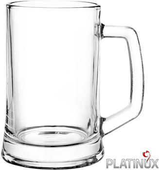 PLATINUX Bierseidel mit Henkel 0,5 Liter Set 6 Teilig Bierkrüge Biergläser Maßkrug aus Glas Beer